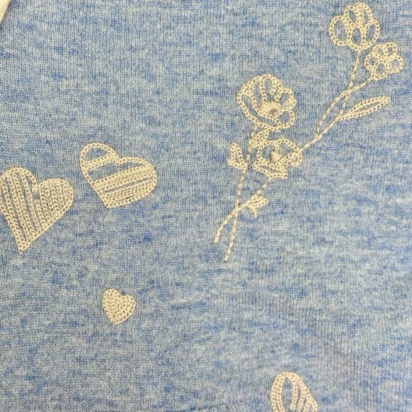 Johnny Was Sovanna Baja 100% Cashmere Embroidered Hoodie Blue Large Boho - Picture 12 of 16